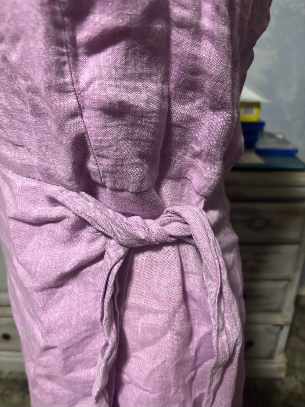 Talbots Petite 100% Linen Lilac Wrap-Style Midi Dress 2P - Picture 4 of 13
